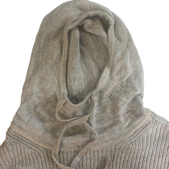 Gap Hoodie Sweater Womens M Petite Gray Cotton Knit Ribbed Pullover - Picture 6 of 9